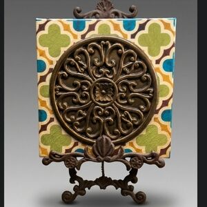 Bronze and Colorful Patterned Wall Art